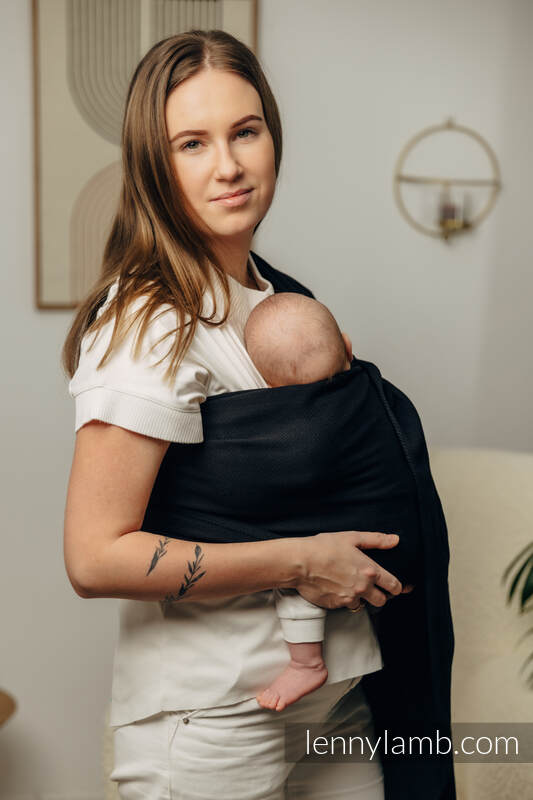 Sling de argolas, Tamanho Padrão 1,8m, LITTLE HERRINGBONE - EBONY BLACK  #babywearing