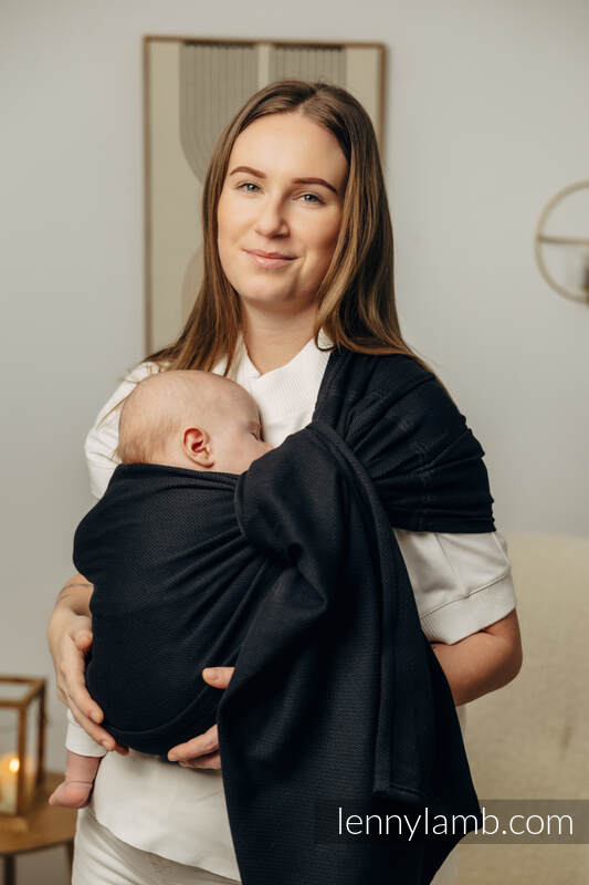 Sling de argolas, Tamanho Padrão 1,8m, LITTLE HERRINGBONE - EBONY BLACK  #babywearing