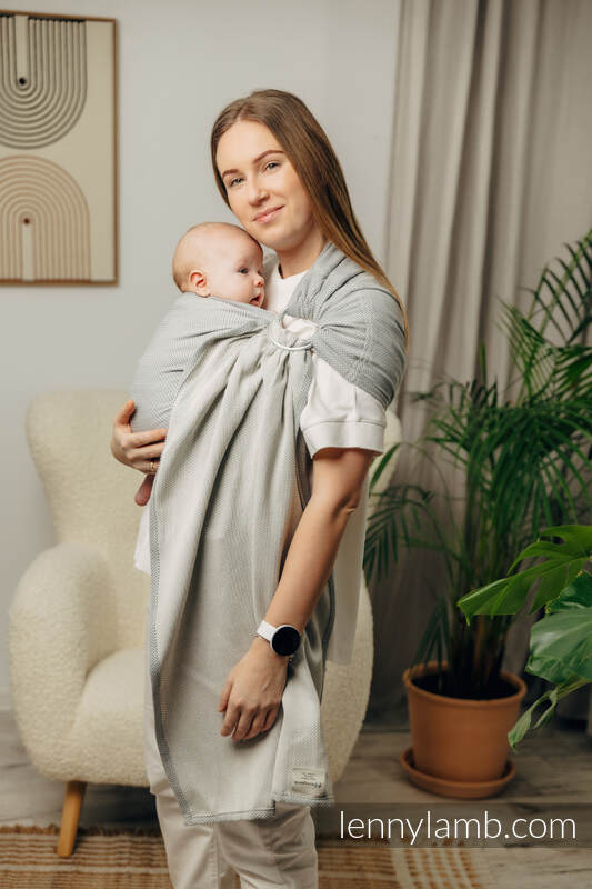 Sling de argolas, Tamanho Padrão 1,8m, LITTLE HERRINGBONE - GREY  #babywearing