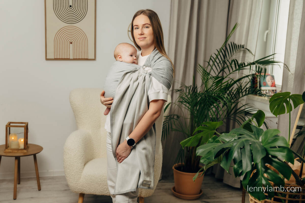 Sling de argolas, Tamanho Padrão 1,8m, LITTLE HERRINGBONE - GREY  #babywearing