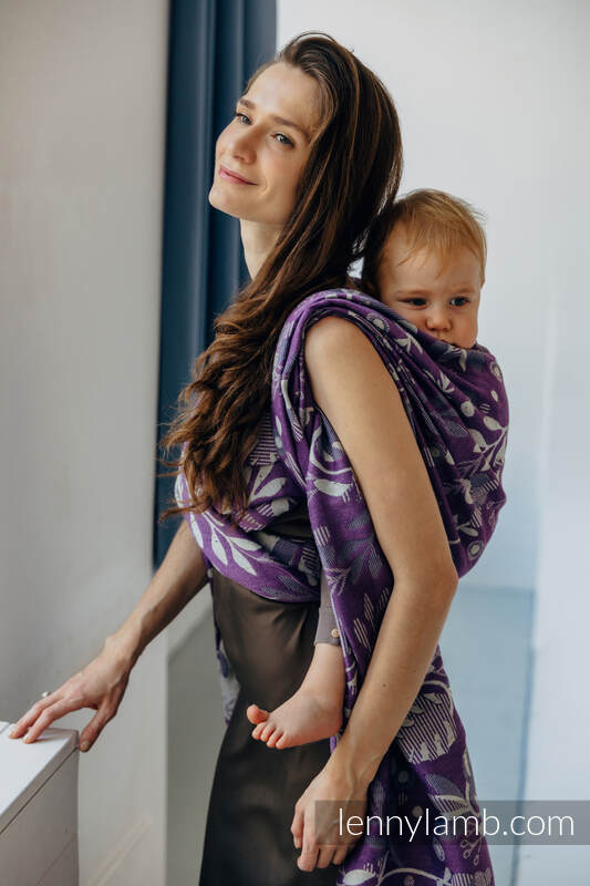 Żakardowa chusta do noszenia dzieci (39% wełna merino, 28% bawełna czesana, 23% len, 10% jedwab tussah) - EKSPERYMENT nr 35 - rozmiar M #babywearing