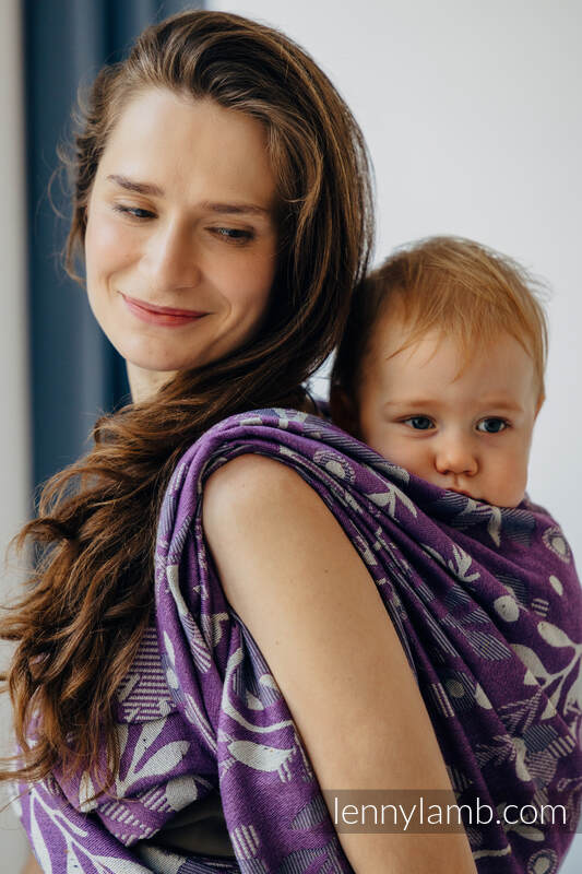 Żakardowa chusta do noszenia dzieci (39% wełna merino, 28% bawełna czesana, 23% len, 10% jedwab tussah) - EKSPERYMENT nr 35 - rozmiar M #babywearing