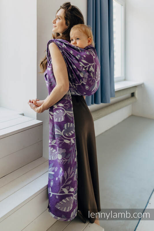 Żakardowa chusta do noszenia dzieci (39% wełna merino, 28% bawełna czesana, 23% len, 10% jedwab tussah) - EKSPERYMENT nr 35 - rozmiar M #babywearing