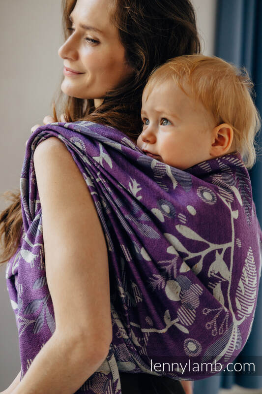 Żakardowa chusta do noszenia dzieci (39% wełna merino, 28% bawełna czesana, 23% len, 10% jedwab tussah) - EKSPERYMENT nr 35 - rozmiar M #babywearing