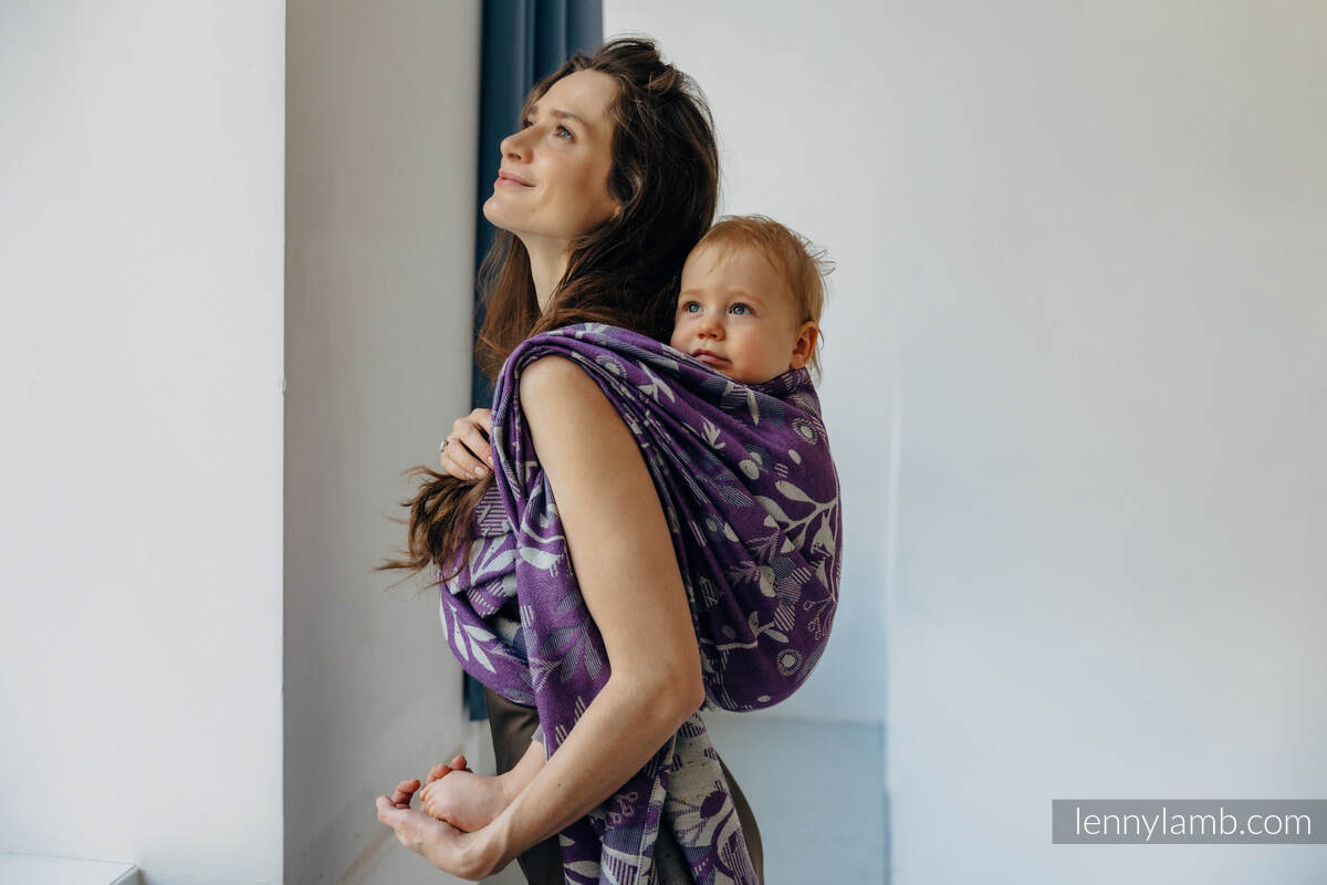 Żakardowa chusta do noszenia dzieci (39% wełna merino, 28% bawełna czesana, 23% len, 10% jedwab tussah) - EKSPERYMENT nr 35 - rozmiar M #babywearing