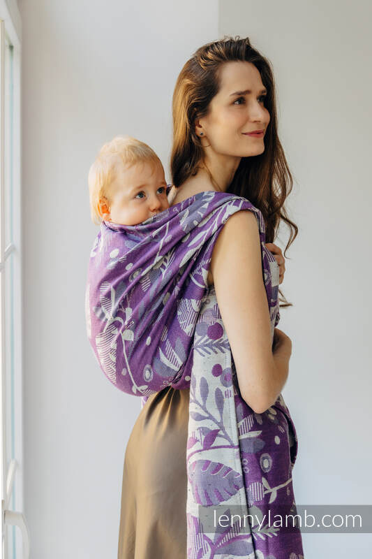Żakardowa chusta do noszenia dzieci (39% wełna merino, 28% bawełna czesana, 23% len, 10% jedwab tussah) - EKSPERYMENT nr 35 - rozmiar M #babywearing