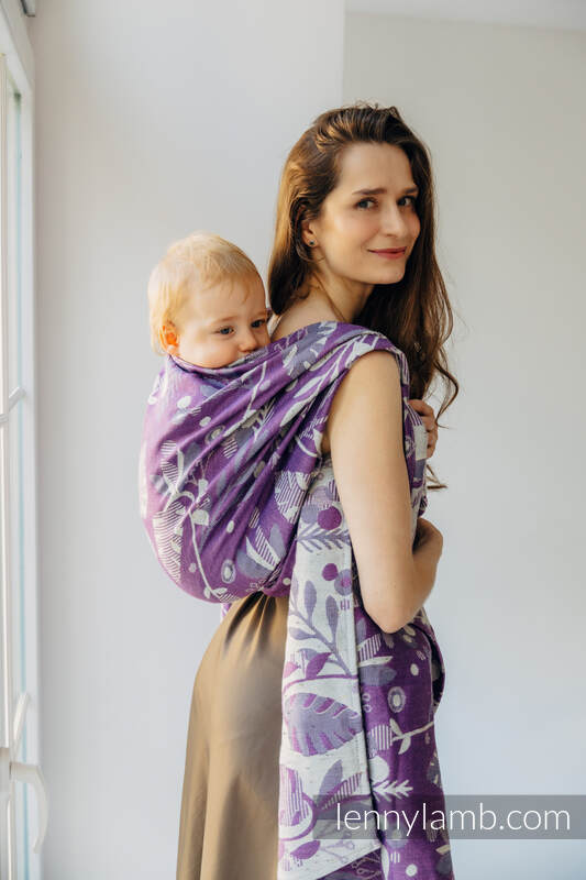 Żakardowa chusta do noszenia dzieci (39% wełna merino, 28% bawełna czesana, 23% len, 10% jedwab tussah) - EKSPERYMENT nr 35 - rozmiar M #babywearing