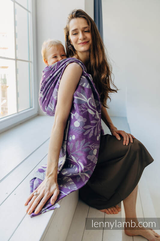 Żakardowa chusta do noszenia dzieci (39% wełna merino, 28% bawełna czesana, 23% len, 10% jedwab tussah) - EKSPERYMENT nr 35 - rozmiar M #babywearing