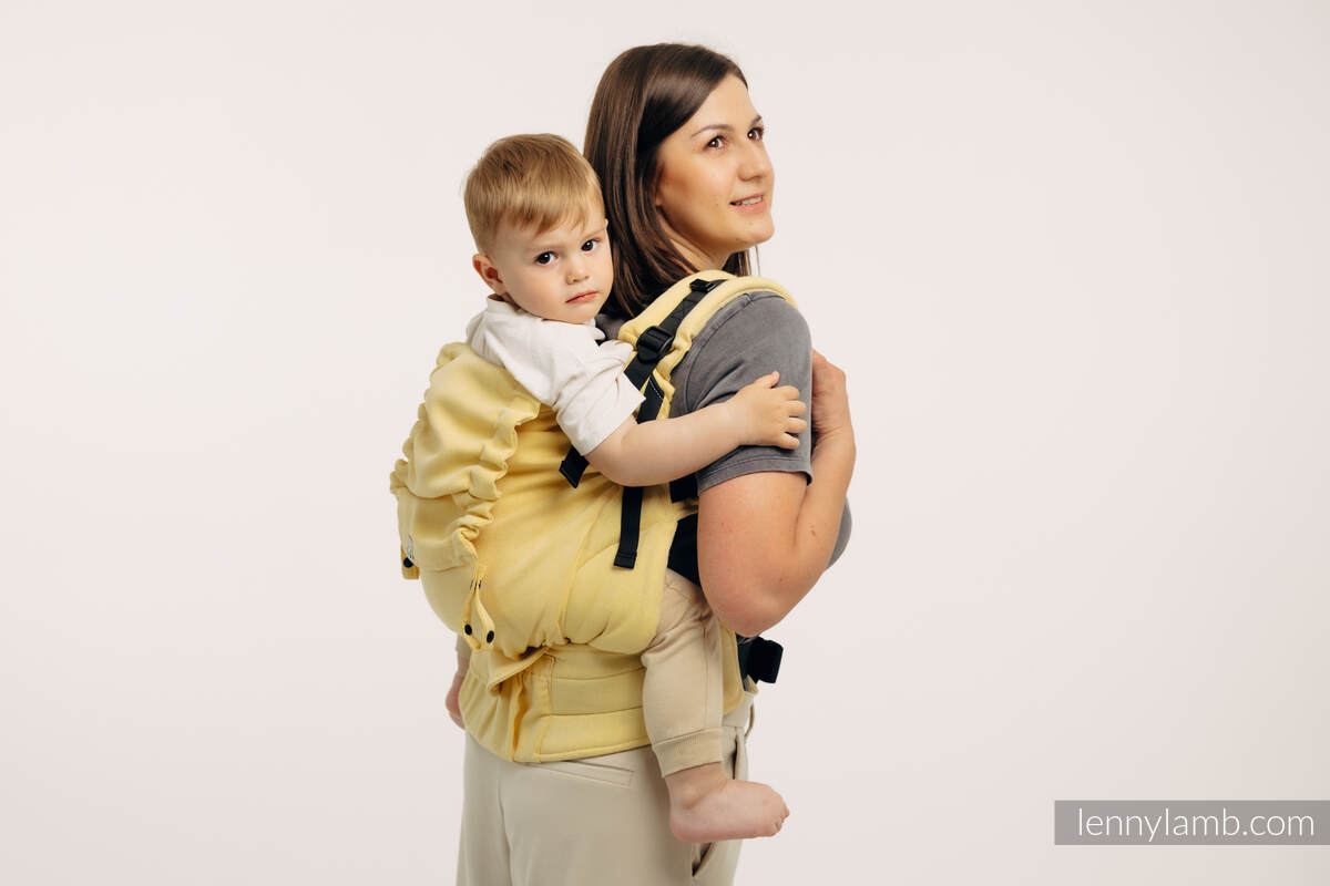 Nosidełko LennyPreschool  z tkaniny skośno-krzyżowej (79% bawełna, 21% wiskoza bambusowa), rozmiar preschool - LOLLIPOP  #babywearing
