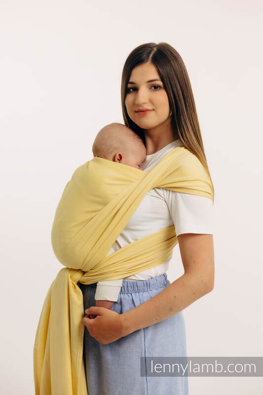 Chusta do noszenia dzieci, tkana splotem skośno-krzyżowym (79% bawełna, 21% wiskoza bambusowa) - LOLLIPOP - rozmiar XS #babywearing