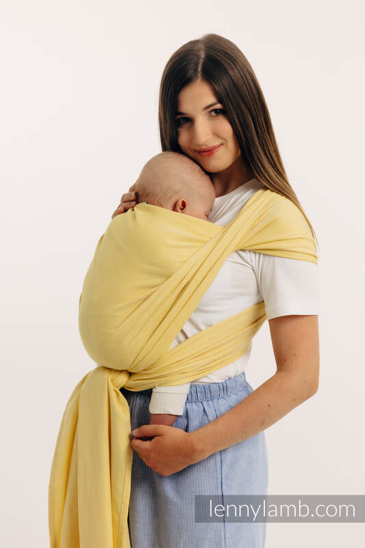 Chusta do noszenia dzieci, tkana splotem skośno-krzyżowym (79% bawełna, 21% wiskoza bambusowa) - LOLLIPOP - rozmiar XS #babywearing