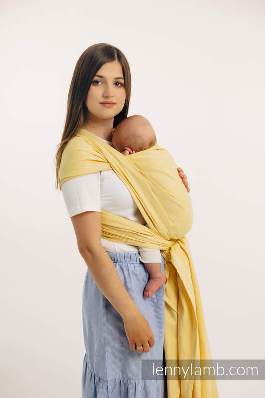 Chusta do noszenia dzieci, tkana splotem skośno-krzyżowym (79% bawełna, 21% wiskoza bambusowa) - LOLLIPOP - rozmiar XS #babywearing