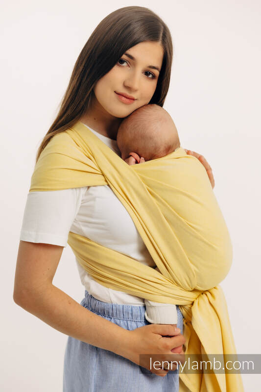 Chusta do noszenia dzieci, tkana splotem skośno-krzyżowym (79% bawełna, 21% wiskoza bambusowa) - LOLLIPOP - rozmiar XS #babywearing