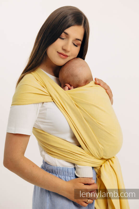 Chusta do noszenia dzieci, tkana splotem skośno-krzyżowym (79% bawełna, 21% wiskoza bambusowa) - LOLLIPOP - rozmiar XS #babywearing