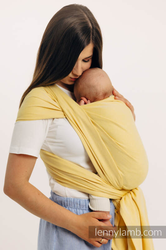 Chusta do noszenia dzieci, tkana splotem skośno-krzyżowym (79% bawełna, 21% wiskoza bambusowa) - LOLLIPOP - rozmiar XS #babywearing