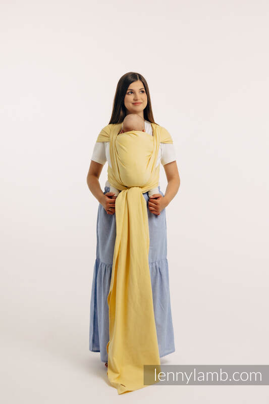 Chusta do noszenia dzieci, tkana splotem skośno-krzyżowym (79% bawełna, 21% wiskoza bambusowa) - LOLLIPOP - rozmiar XS #babywearing