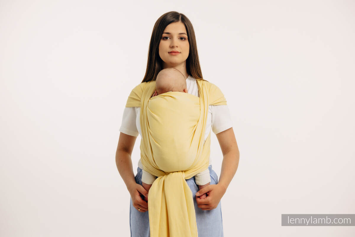 Chusta do noszenia dzieci, tkana splotem skośno-krzyżowym (79% bawełna, 21% wiskoza bambusowa) - LOLLIPOP - rozmiar XS #babywearing