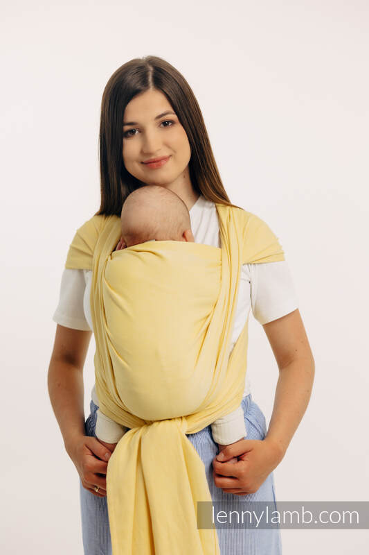 Chusta do noszenia dzieci, tkana splotem skośno-krzyżowym (79% bawełna, 21% wiskoza bambusowa) - LOLLIPOP - rozmiar XS #babywearing
