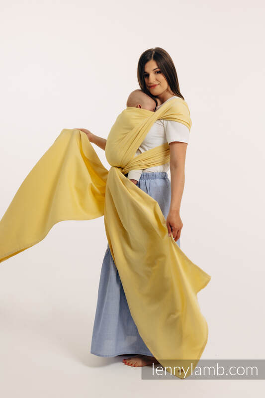 Chusta do noszenia dzieci, tkana splotem skośno-krzyżowym (79% bawełna, 21% wiskoza bambusowa) - LOLLIPOP - rozmiar XS #babywearing
