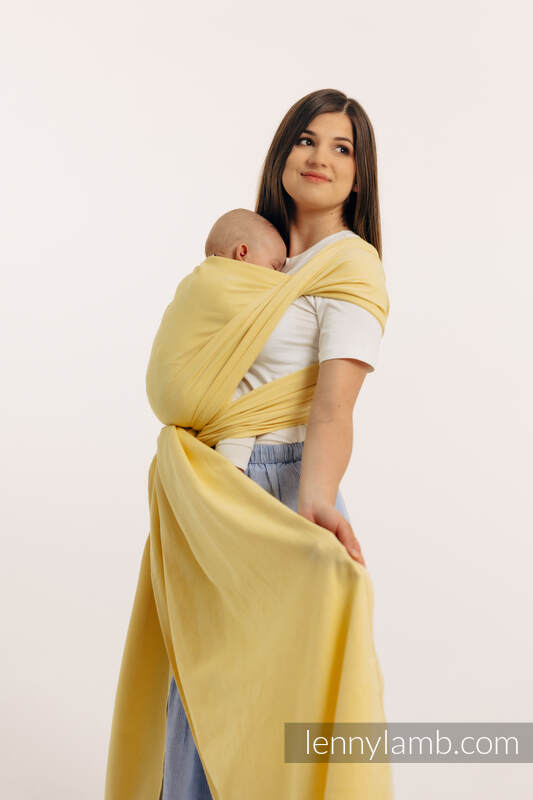 Chusta do noszenia dzieci, tkana splotem skośno-krzyżowym (79% bawełna, 21% wiskoza bambusowa) - LOLLIPOP - rozmiar XS #babywearing