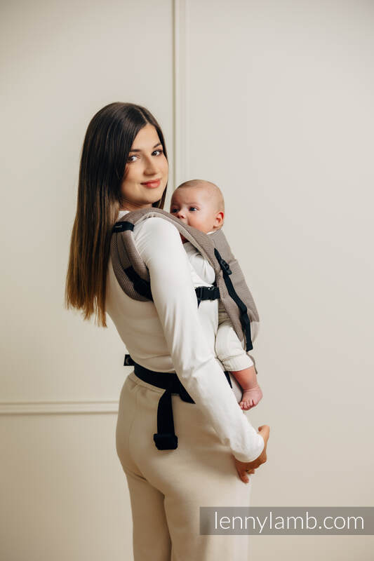 Mochila LennyLight, talla estándar, tejido herringbone 100% algodón - LITTLE HERRINGBONE BABY CAFFE LATTE #babywearing