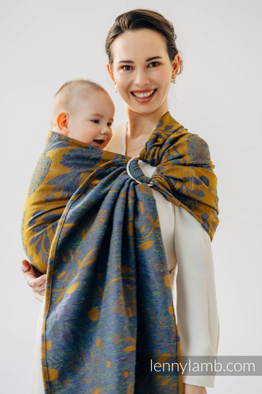 Bandolera de anillas, tejido Jacquard (45% seda tusor, 32% algodón peinado, 19% lana merino, 4% cachemira) con plegado simple - EXPERIMENT no.37 - standard 1.8m #babywearing