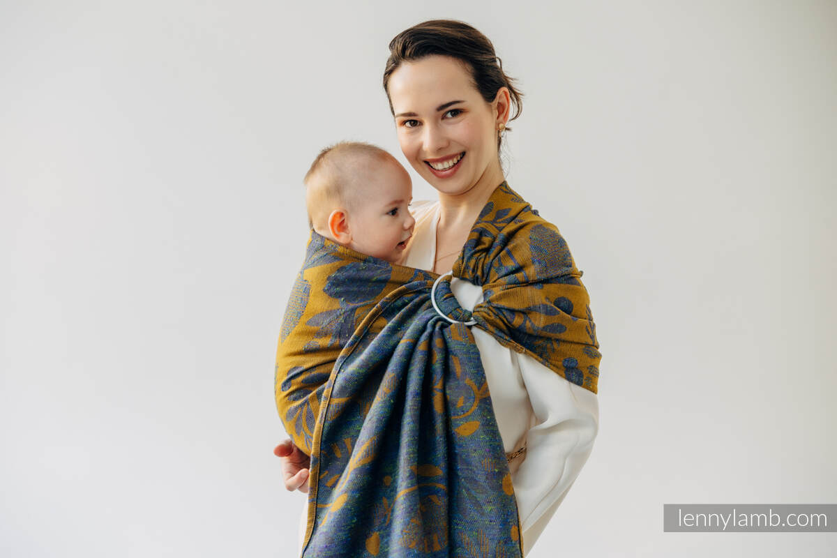 Bandolera de anillas, tejido Jacquard (45% seda tusor, 32% algodón peinado, 19% lana merino, 4% cachemira) con plegado simple - EXPERIMENT no.37 - standard 1.8m #babywearing