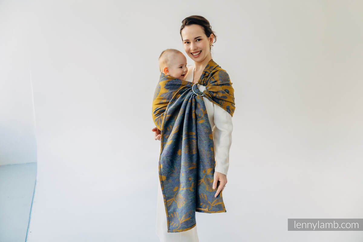 Bandolera de anillas, tejido Jacquard (45% seda tusor, 32% algodón peinado, 19% lana merino, 4% cachemira) con plegado simple - EXPERIMENT no.37 - standard 1.8m #babywearing