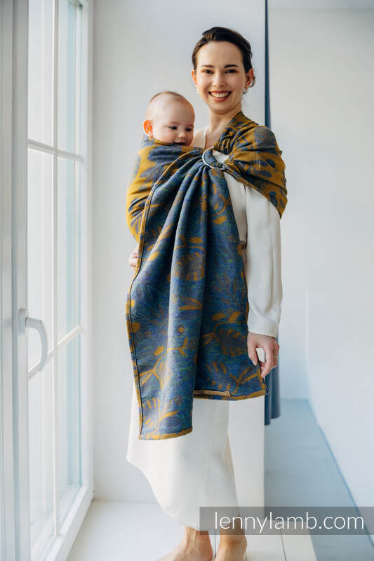 Bandolera de anillas, tejido Jacquard (45% seda tusor, 32% algodón peinado, 19% lana merino, 4% cachemira) con plegado simple - EXPERIMENT no.37 - standard 1.8m #babywearing