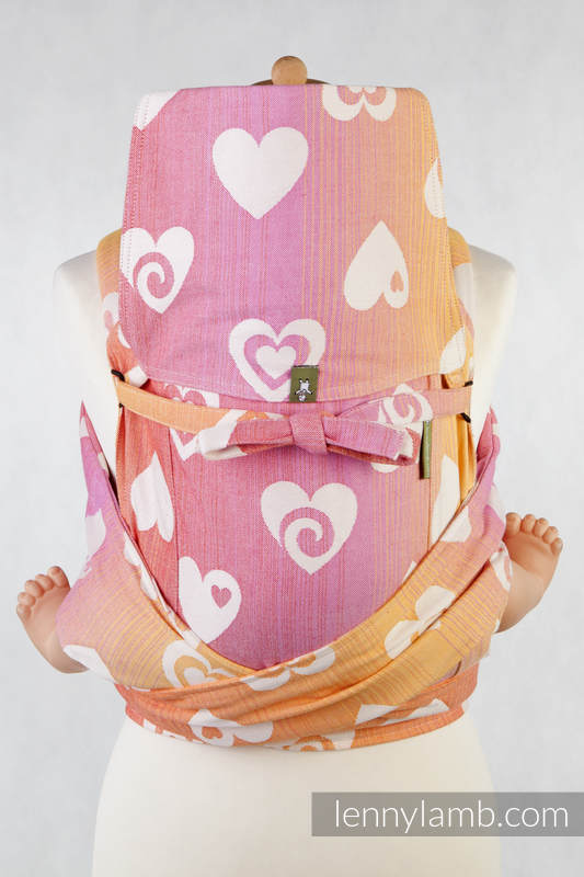 Nosidełko dla dzieci MEI-TAI TODDLER z kapturkiem, bawełna, splot żakardowy, 100% bawełna, RADOSNE SERDUSZKA #babywearing