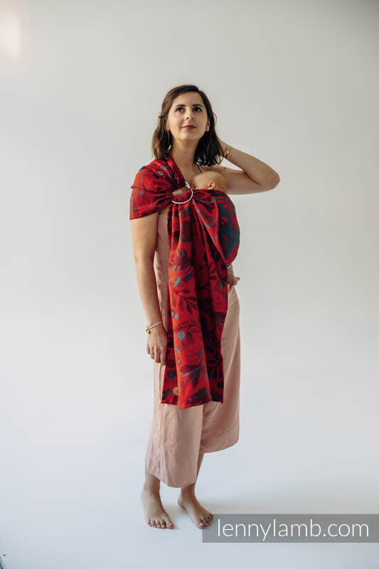 Żakardowa chusta kółkowa do noszenia dzieci (45% wełna merino, 32% bawełna czesana, 23% jedwab morwowy) ramię bez zakładek - EKSPERYMENT nr 38 - standard 1.8m #babywearing