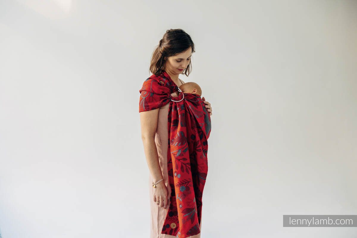 Żakardowa chusta kółkowa do noszenia dzieci (45% wełna merino, 32% bawełna czesana, 23% jedwab morwowy) ramię bez zakładek - EKSPERYMENT nr 38 - standard 1.8m #babywearing