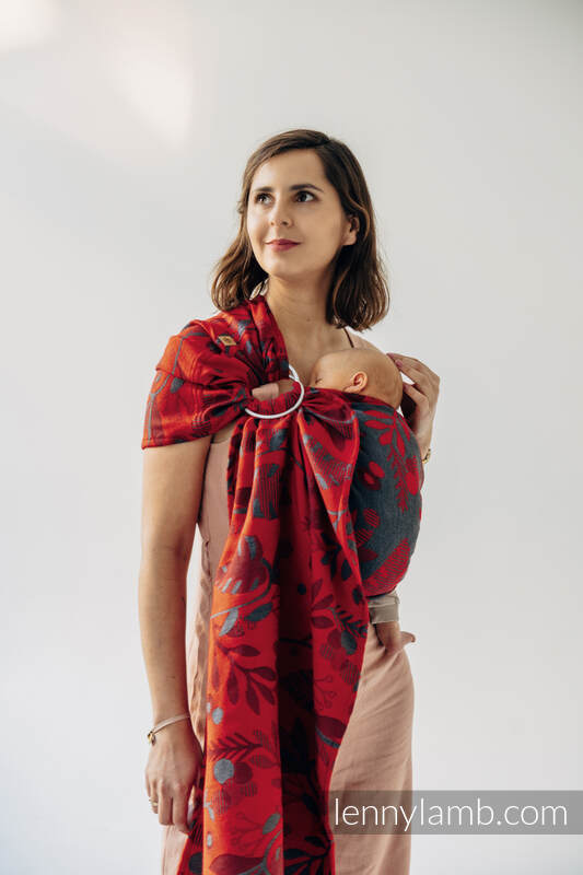 Żakardowa chusta kółkowa do noszenia dzieci (45% wełna merino, 32% bawełna czesana, 23% jedwab morwowy) ramię bez zakładek - EKSPERYMENT nr 38 - standard 1.8m #babywearing