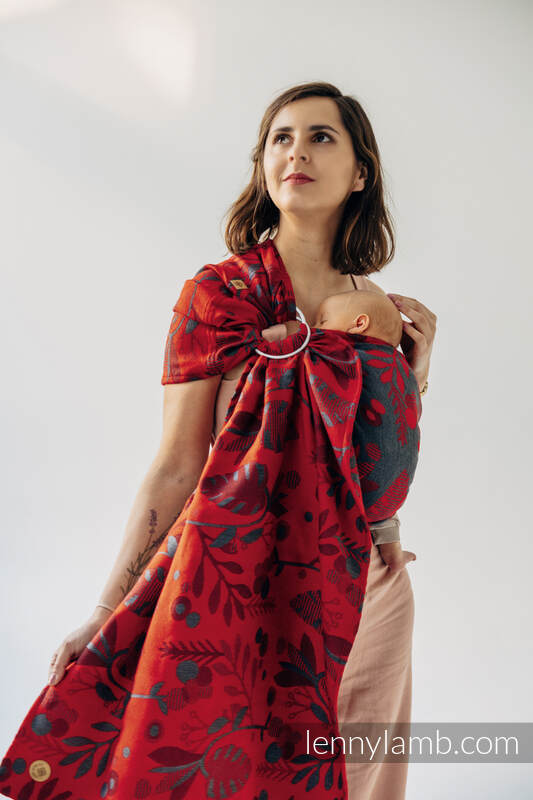 Żakardowa chusta kółkowa do noszenia dzieci (45% wełna merino, 32% bawełna czesana, 23% jedwab morwowy) ramię bez zakładek - EKSPERYMENT nr 38 - standard 1.8m #babywearing