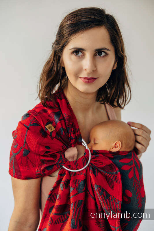 Żakardowa chusta kółkowa do noszenia dzieci (45% wełna merino, 32% bawełna czesana, 23% jedwab morwowy) ramię bez zakładek - EKSPERYMENT nr 38 - standard 1.8m #babywearing