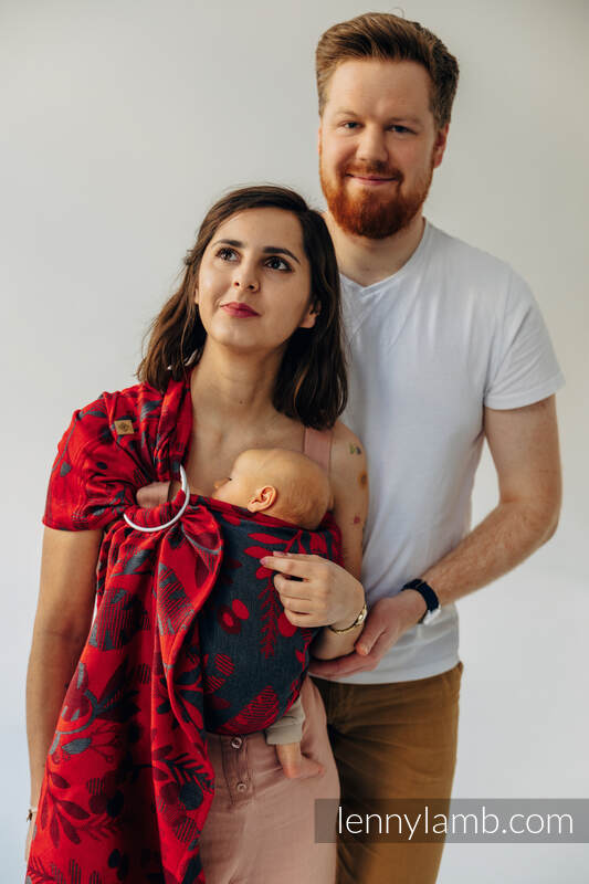 Żakardowa chusta kółkowa do noszenia dzieci (45% wełna merino, 32% bawełna czesana, 23% jedwab morwowy) ramię bez zakładek - EKSPERYMENT nr 38 - standard 1.8m #babywearing
