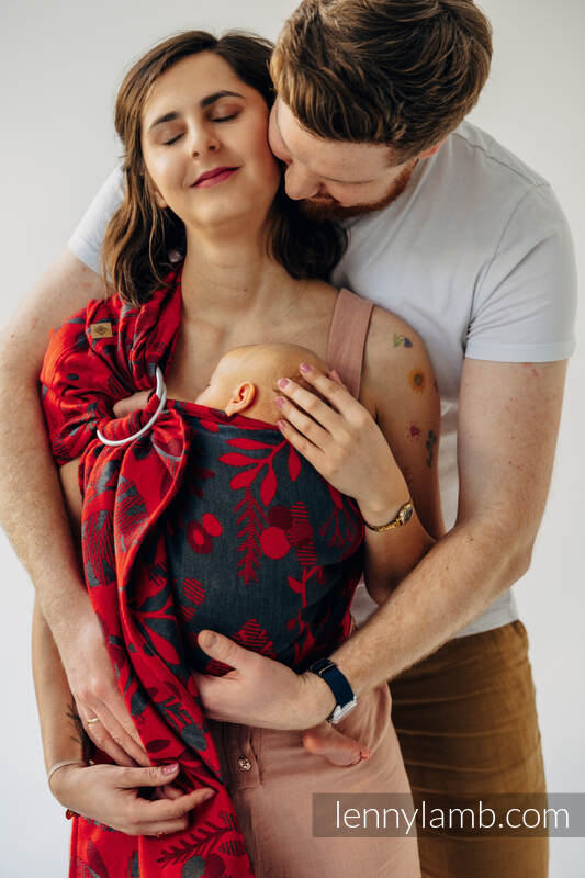 Żakardowa chusta kółkowa do noszenia dzieci (45% wełna merino, 32% bawełna czesana, 23% jedwab morwowy) ramię bez zakładek - EKSPERYMENT nr 38 - standard 1.8m #babywearing