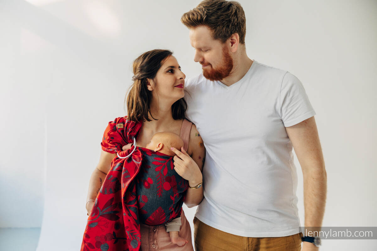 Żakardowa chusta kółkowa do noszenia dzieci (45% wełna merino, 32% bawełna czesana, 23% jedwab morwowy) ramię bez zakładek - EKSPERYMENT nr 38 - standard 1.8m #babywearing