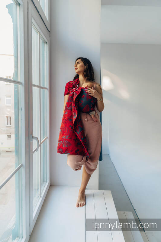 Żakardowa chusta kółkowa do noszenia dzieci (45% wełna merino, 32% bawełna czesana, 23% jedwab morwowy) ramię bez zakładek - EKSPERYMENT nr 38 - standard 1.8m #babywearing