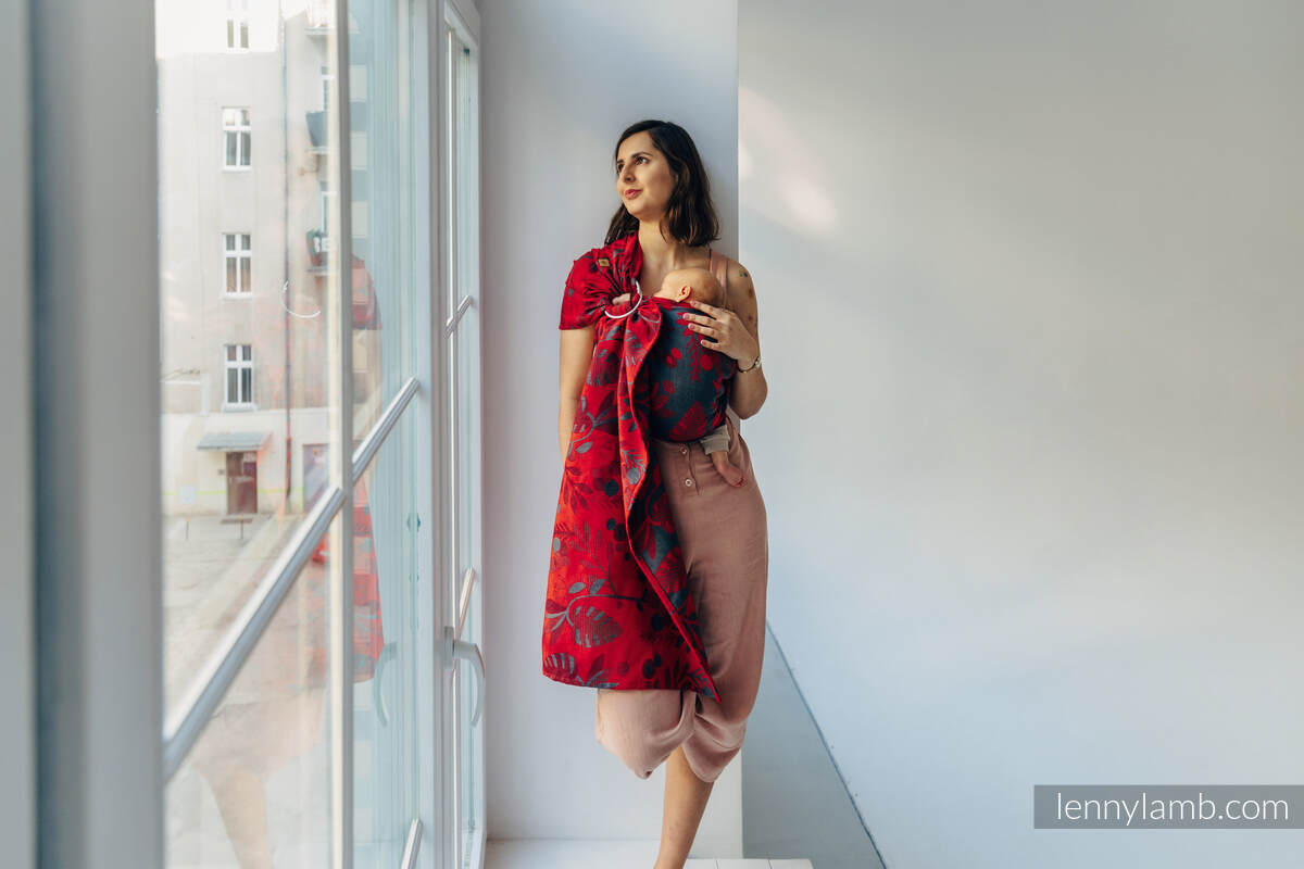 Żakardowa chusta kółkowa do noszenia dzieci (45% wełna merino, 32% bawełna czesana, 23% jedwab morwowy) ramię bez zakładek - EKSPERYMENT nr 38 - standard 1.8m #babywearing