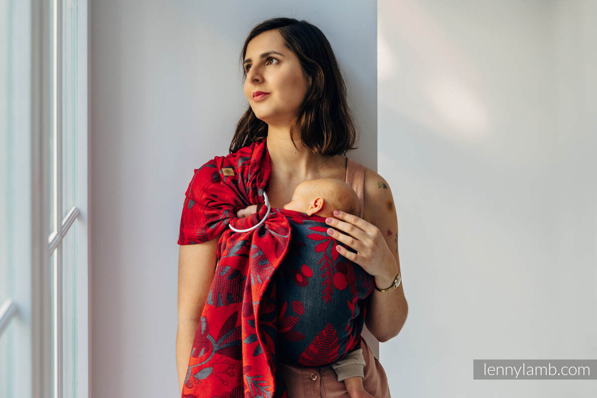 Żakardowa chusta kółkowa do noszenia dzieci (45% wełna merino, 32% bawełna czesana, 23% jedwab morwowy) ramię bez zakładek - EKSPERYMENT nr 38 - standard 1.8m #babywearing
