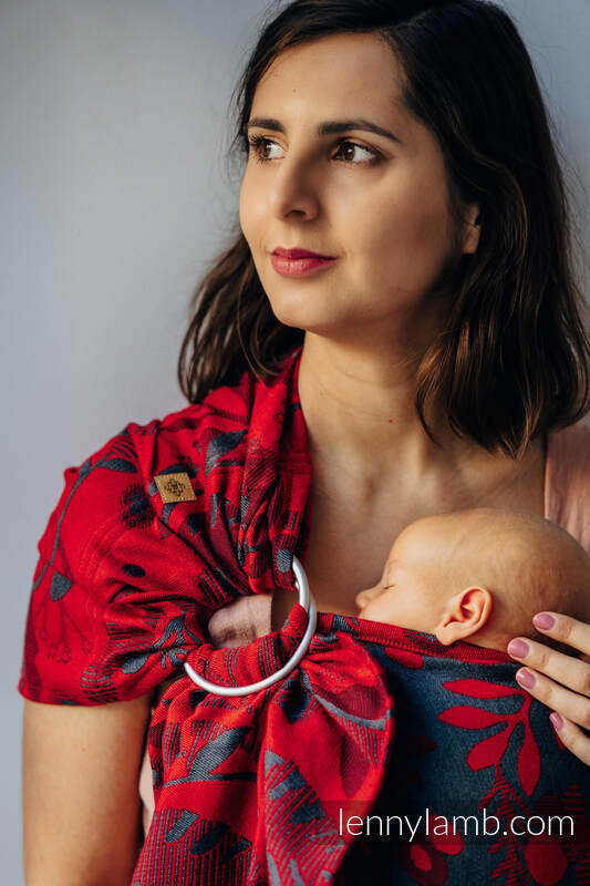 Żakardowa chusta kółkowa do noszenia dzieci (45% wełna merino, 32% bawełna czesana, 23% jedwab morwowy) ramię bez zakładek - EKSPERYMENT nr 38 - standard 1.8m #babywearing