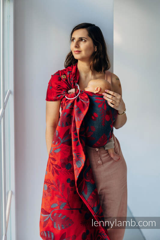 Żakardowa chusta kółkowa do noszenia dzieci (45% wełna merino, 32% bawełna czesana, 23% jedwab morwowy) ramię bez zakładek - EKSPERYMENT nr 38 - standard 1.8m #babywearing
