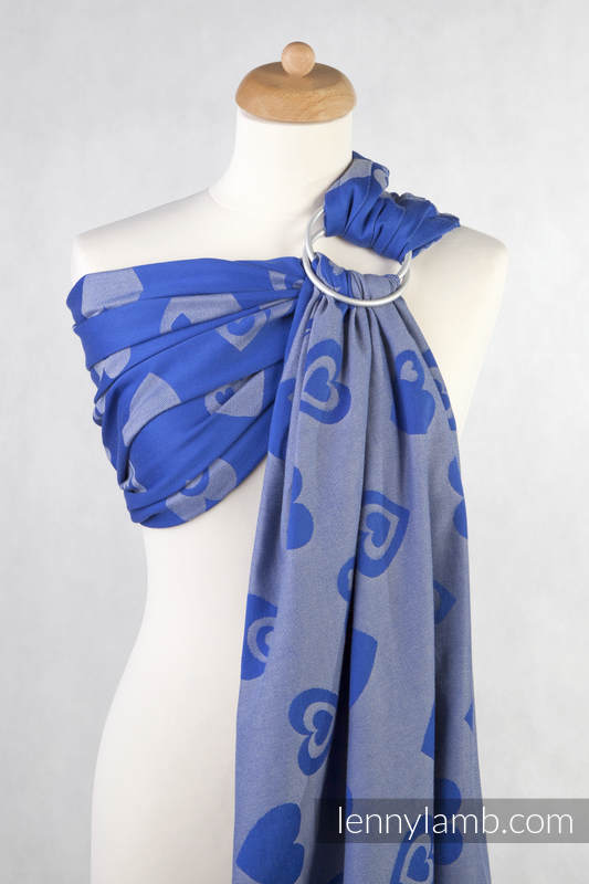 Ringsling, Jacquard Weave (100% cotton) - with gathered shoulder - SWEETHEART BLUE & GRAY - long 2.1m #babywearing