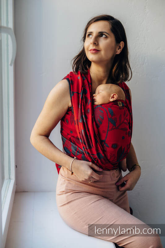 Żakardowa chusta do noszenia dzieci (45% wełna merino, 32% bawełna czesana, 23% jedwab morwowy) - EKSPERYMENT nr 38 - rozmiar S #babywearing