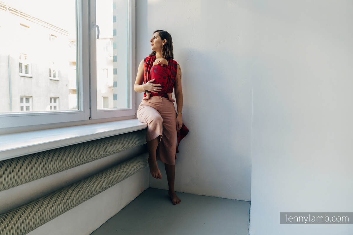 Żakardowa chusta do noszenia dzieci (45% wełna merino, 32% bawełna czesana, 23% jedwab morwowy) - EKSPERYMENT nr 38 - rozmiar S #babywearing