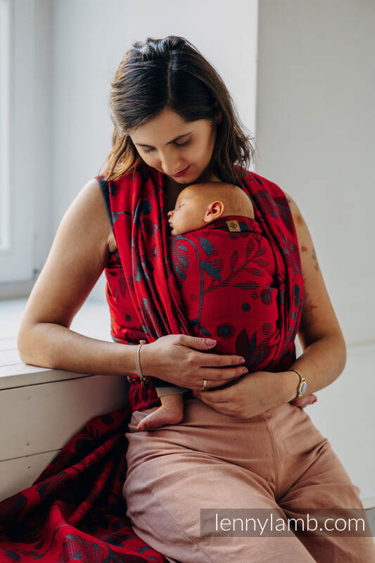 Żakardowa chusta do noszenia dzieci (45% wełna merino, 32% bawełna czesana, 23% jedwab morwowy) - EKSPERYMENT nr 38 - rozmiar S #babywearing