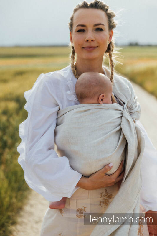 Ring Sling, Chevron Weave, with gathered shoulder (100% linen) - ARROW - WHISPER - standard 1.8m #babywearing