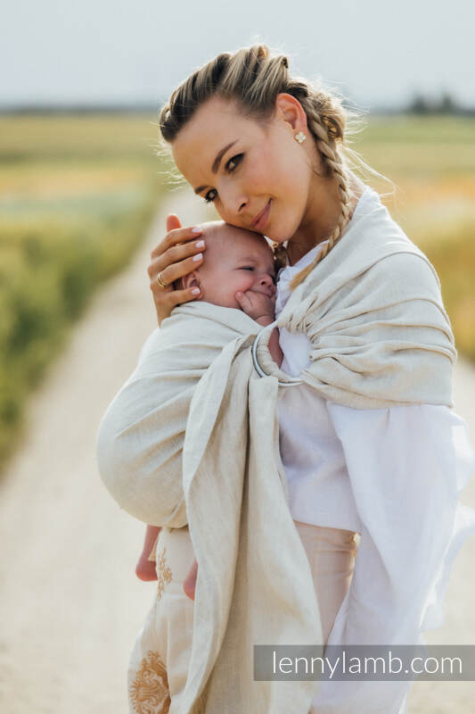 Ring Sling, Chevron Weave, with gathered shoulder (100% linen) - ARROW - WHISPER - standard 1.8m #babywearing