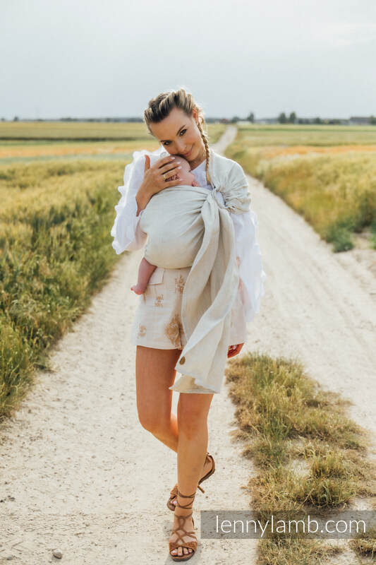 Ring Sling, Chevron Weave, with gathered shoulder (100% linen) - ARROW - WHISPER - standard 1.8m #babywearing